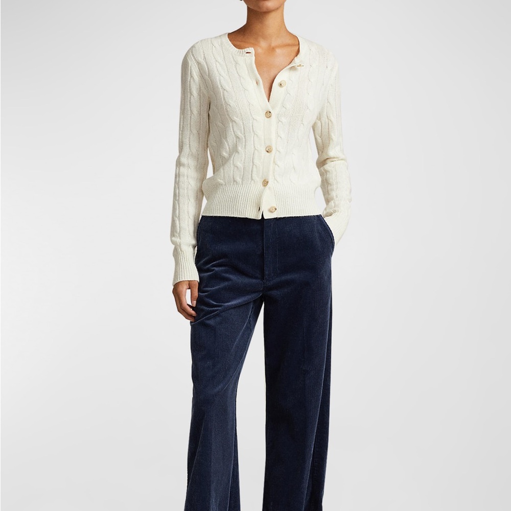 Polo Ralph Lauren: Women’s Cable-Knit Cashmere Crewneck Cardigan size small - Picture 4 of 11